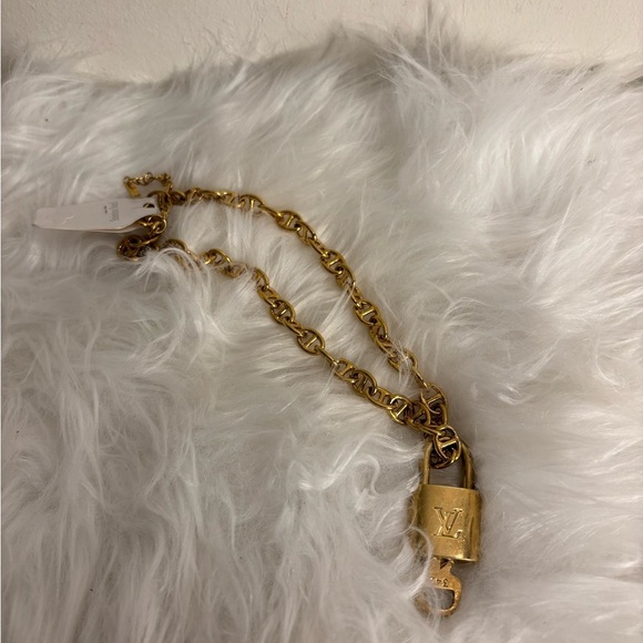 Louis Vuitton Lock & Key w/ Stainless Steel Gold Chain Necklace - Picture 1 of 4